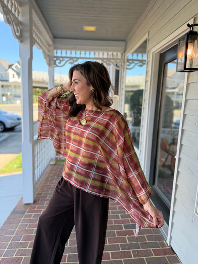 Pretty Plaid Poncho Top