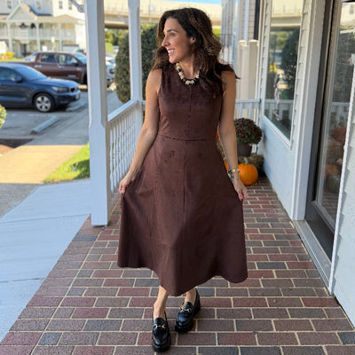 Faux Suede Midi Dress