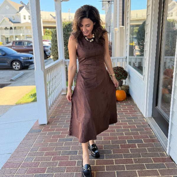 Faux Suede Midi Dress