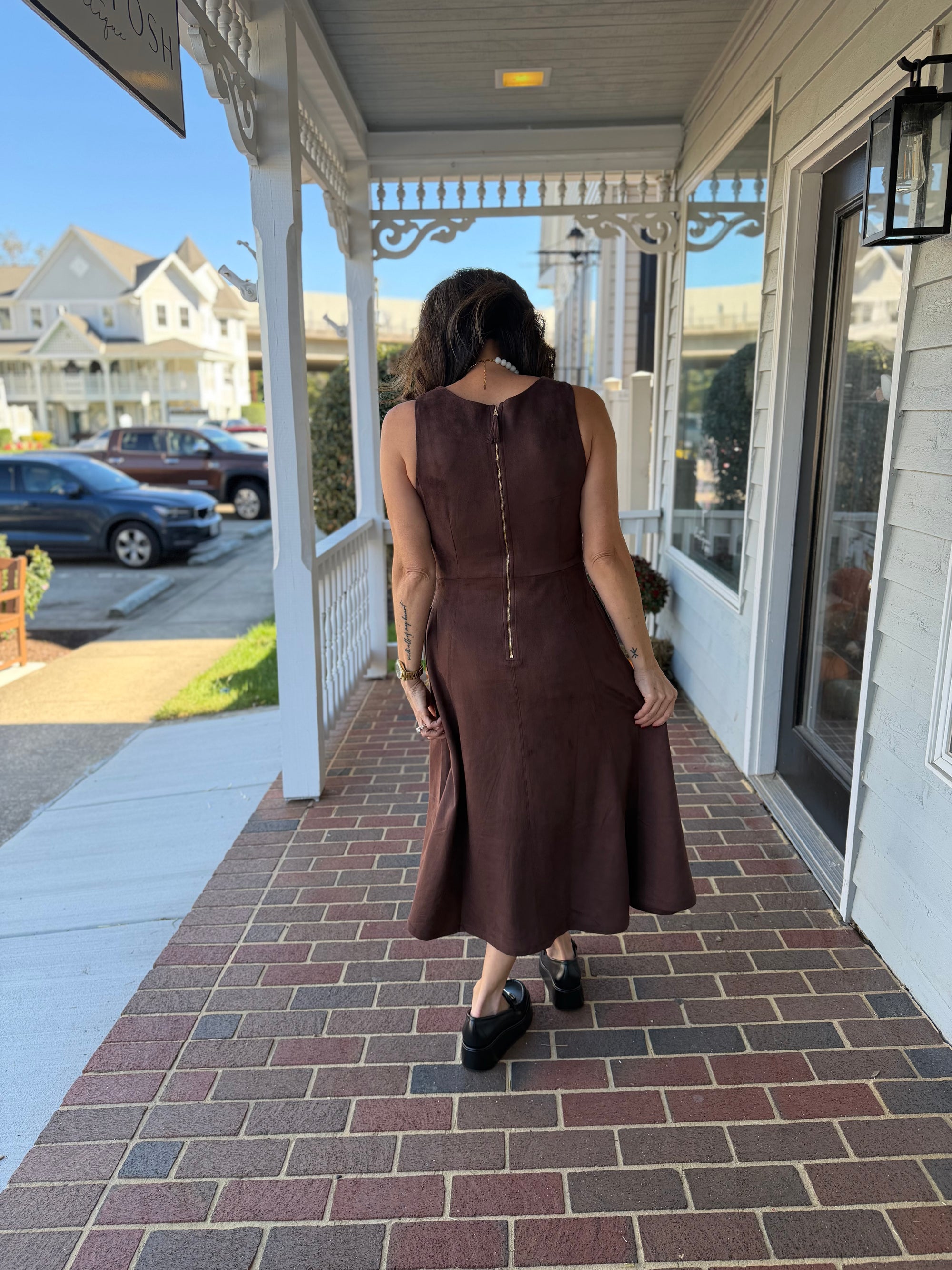 Faux Suede Midi Dress