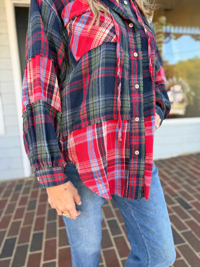 Mix of Plaid Hoodie Top