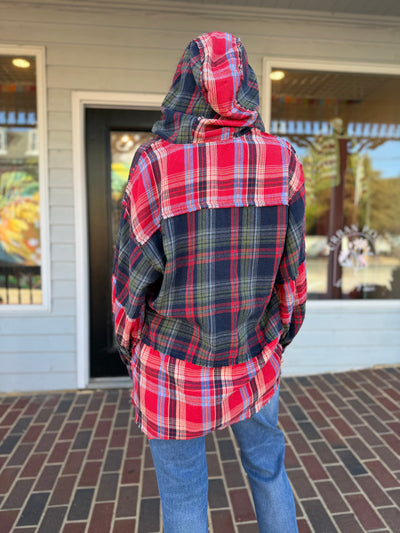Mix of Plaid Hoodie Top