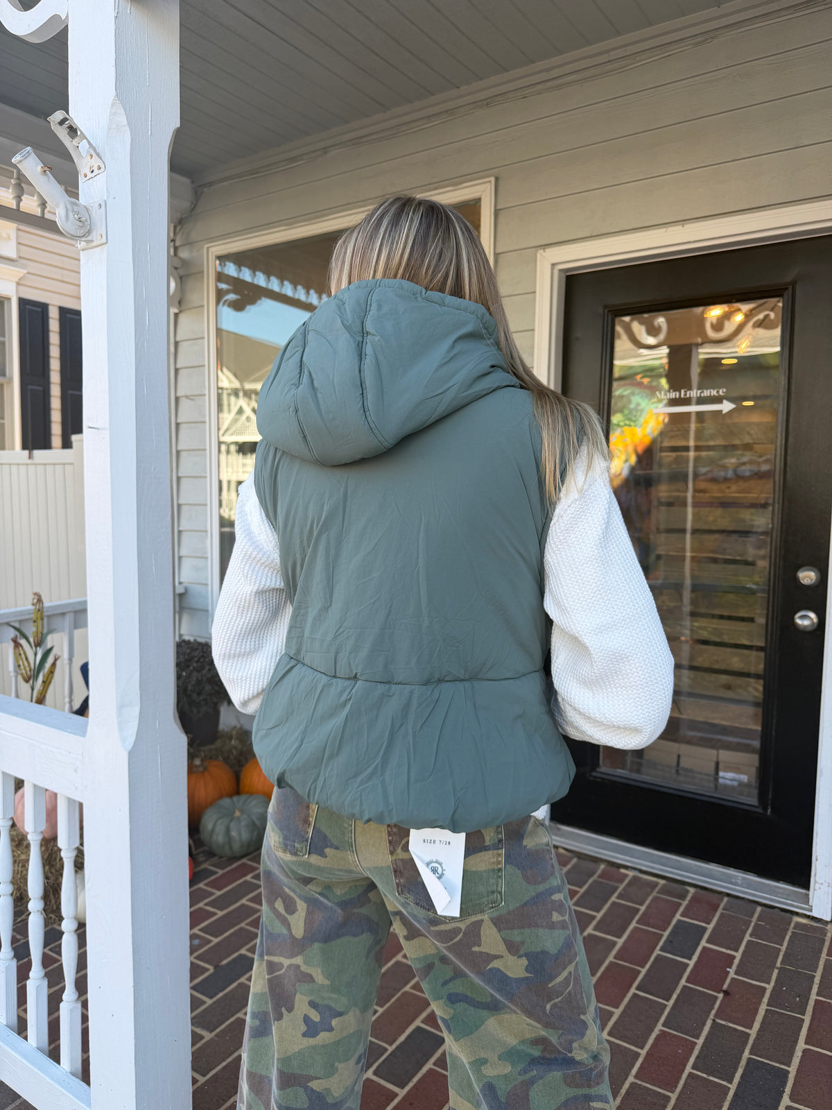 Hooded Bubble Puffer Vest-JADE