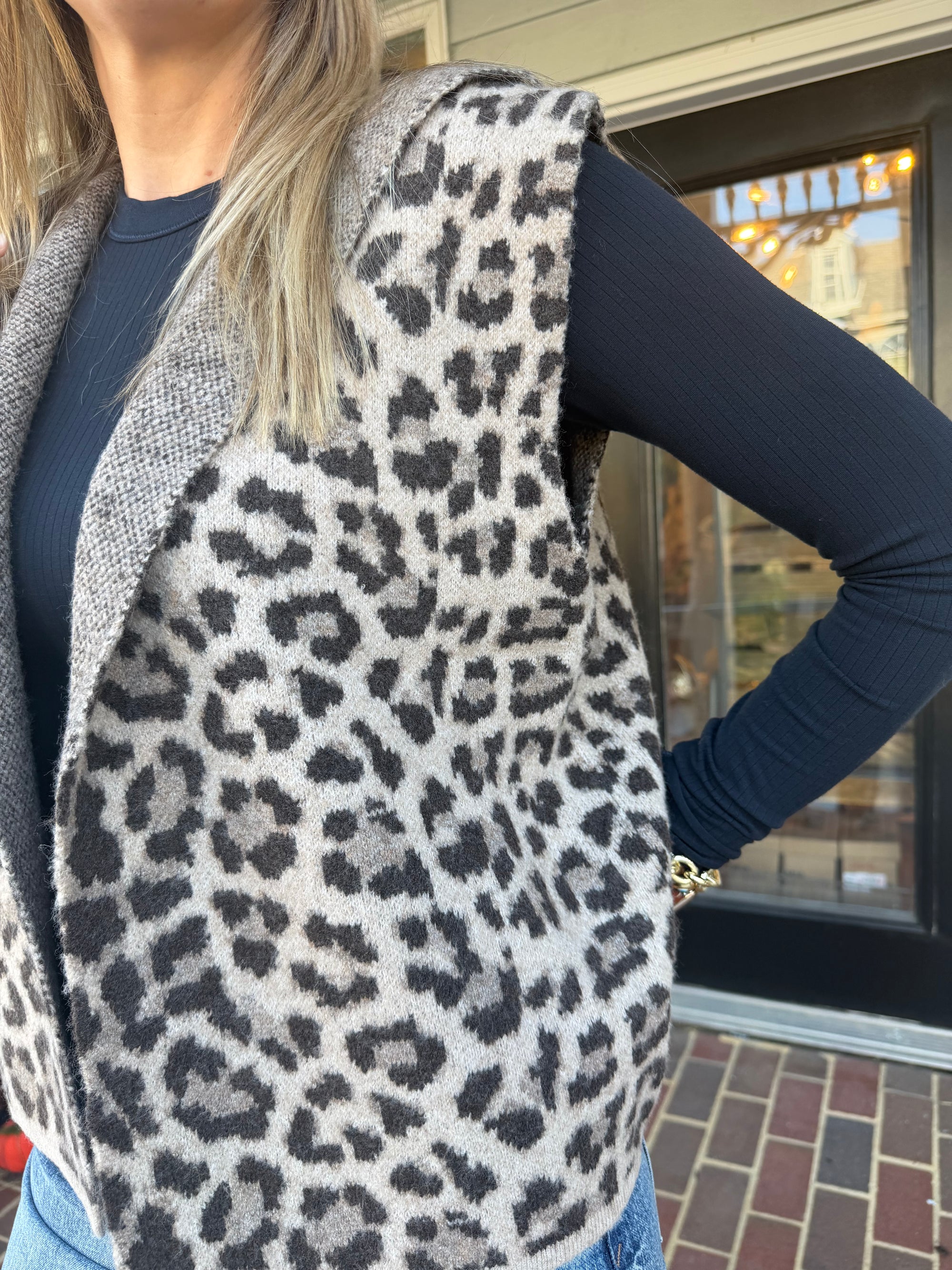 Leopard Hoodie Sweater Vest