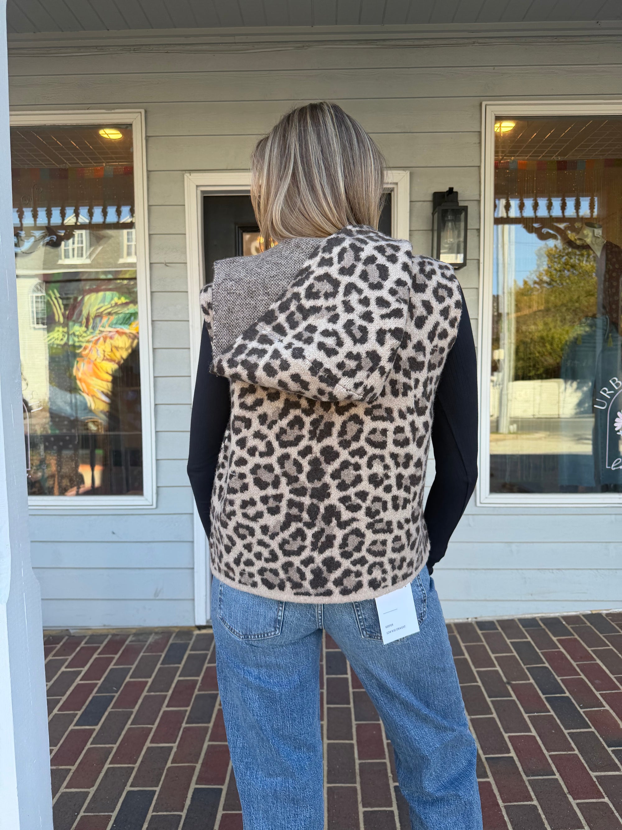 Leopard Hoodie Sweater Vest