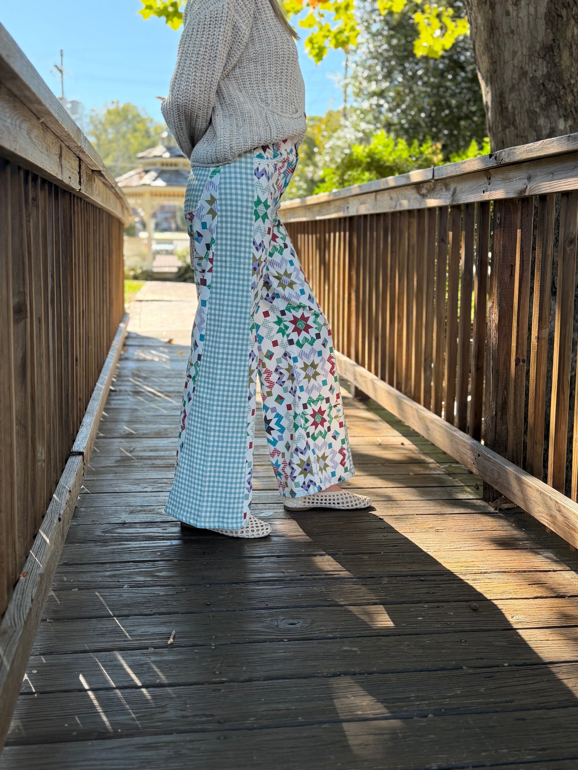 Country Quilt Denim Pants