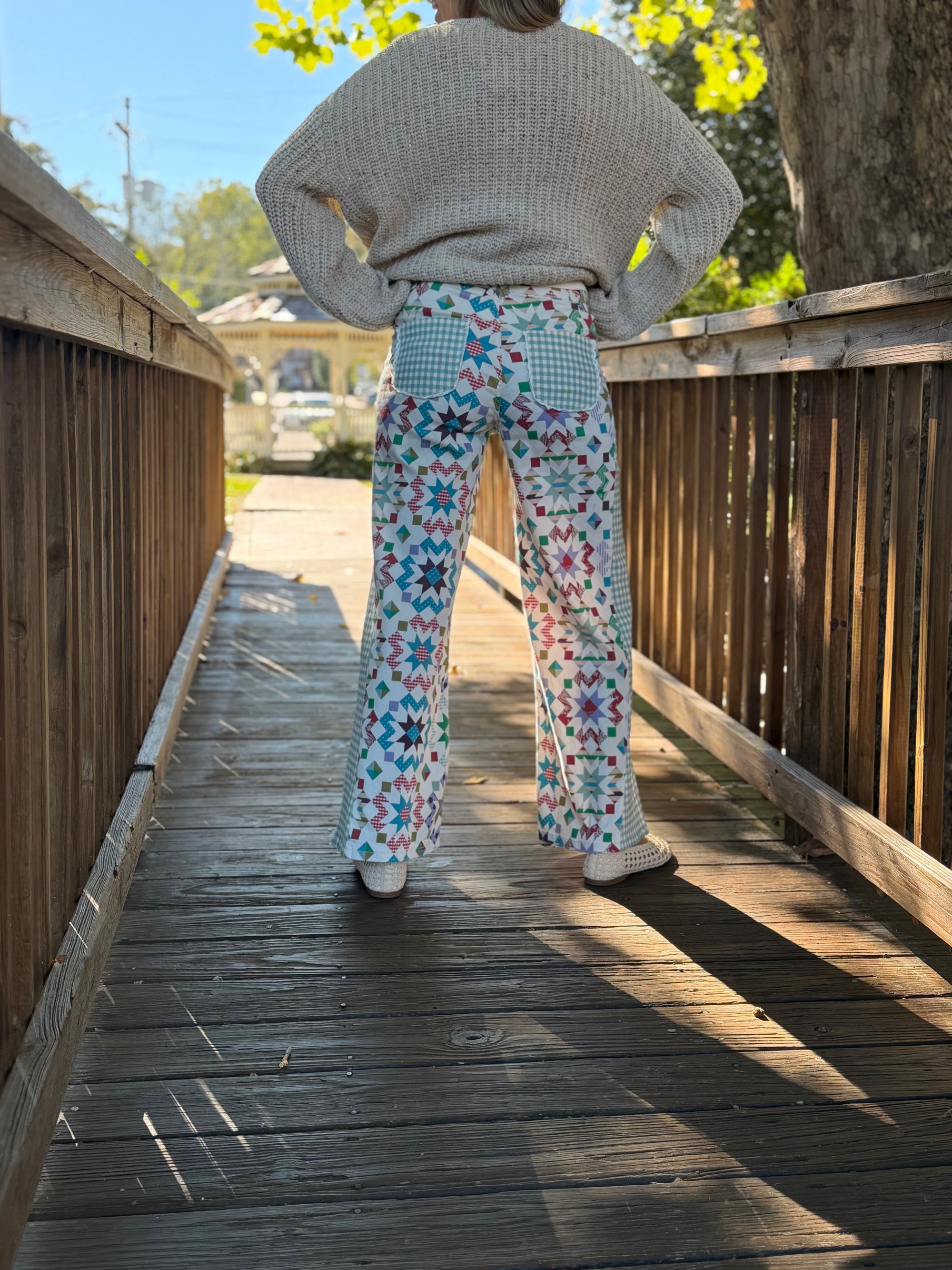Country Quilt Denim Pants