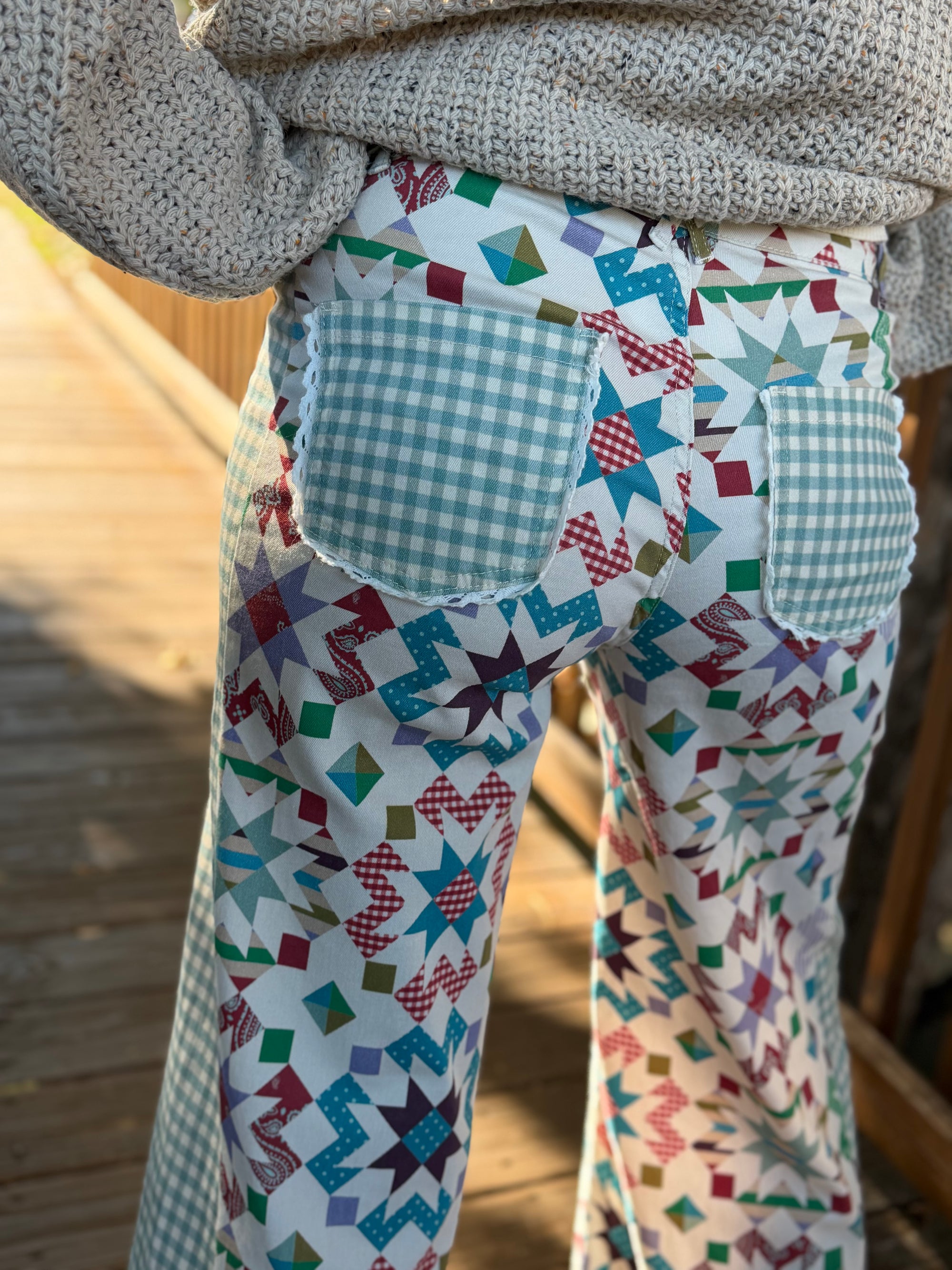 Country Quilt Denim Pants