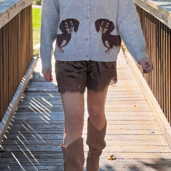 Brown satin lace shorts