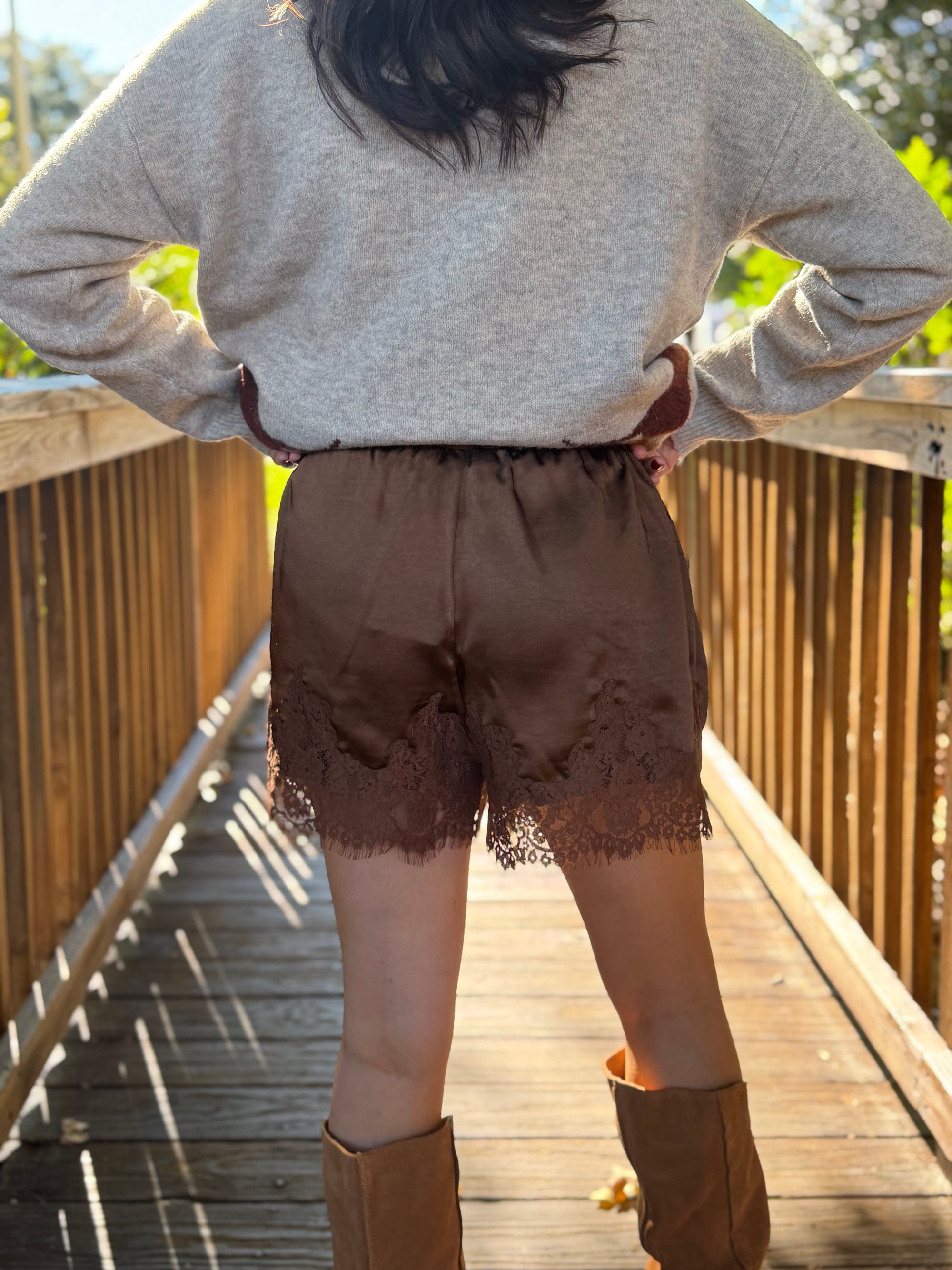 Sweet on You Lace-Trim Shorts
