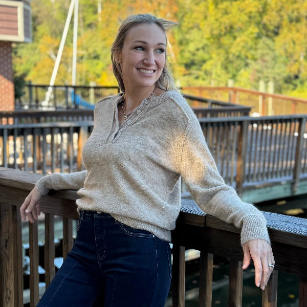 Taupe henley sweater
