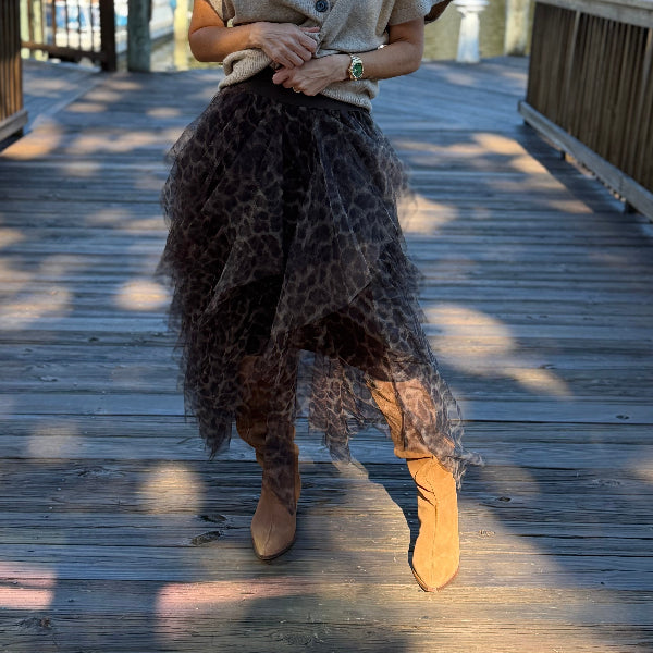 Leopar ruffle skirt