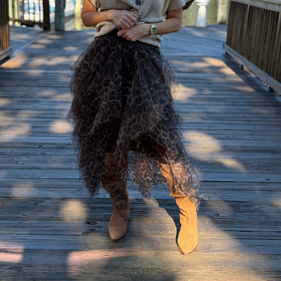 Leopar ruffle skirt