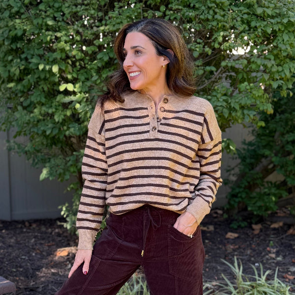 Tan & brown striped sweater