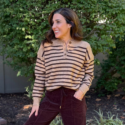Tan & brown striped sweater