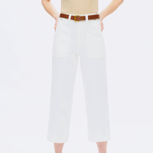 Hi Rise Relax Straight Jeans-WHITE