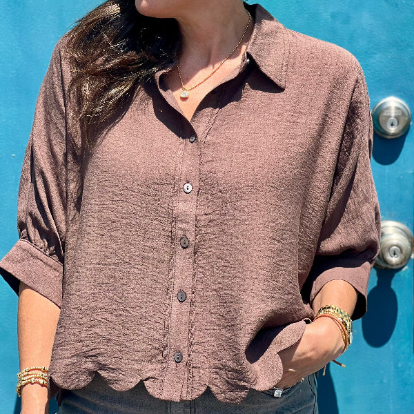 Scallop Button Up Top