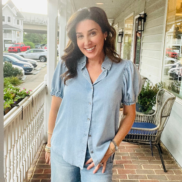 Puff and Poetry Denim Button Up