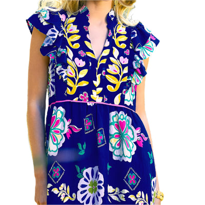 Bloomy Blue Maxi Dress