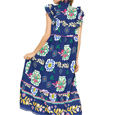 Bloomy Blue Maxi Dress