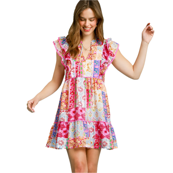 Pink Patch Mini Dress