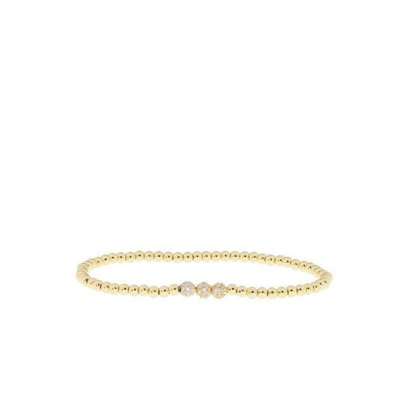 Ball Bracelet with 3 CZ Beads
