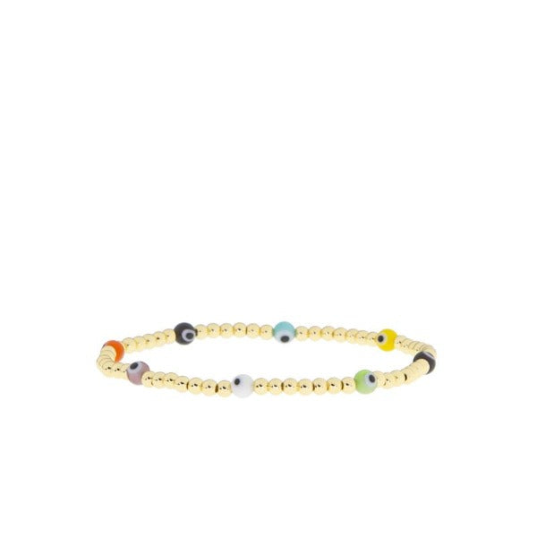 Ball Bracelet with 4mm Evil Eye Beads - GOLD