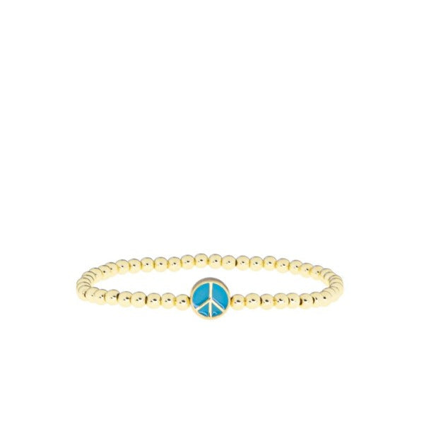 Beaded Ball Bracelet with Peace Sign Charm