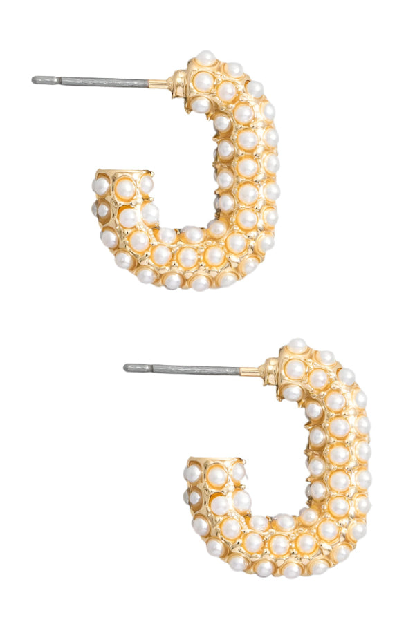 Pearl Pave Hoops