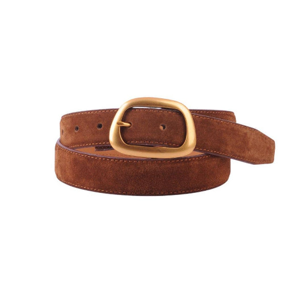 Suede Belt with Organic Shape Buckle