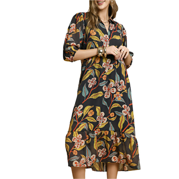 Autumn Bloom Midi Dress