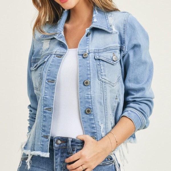 Risen Raw Hem Denim Jacket