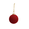 Red Flocked Glass Ball Ornament