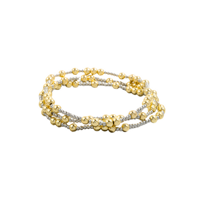 Gold Dipped 2 Tone Mixed Beaded Bracelet Set