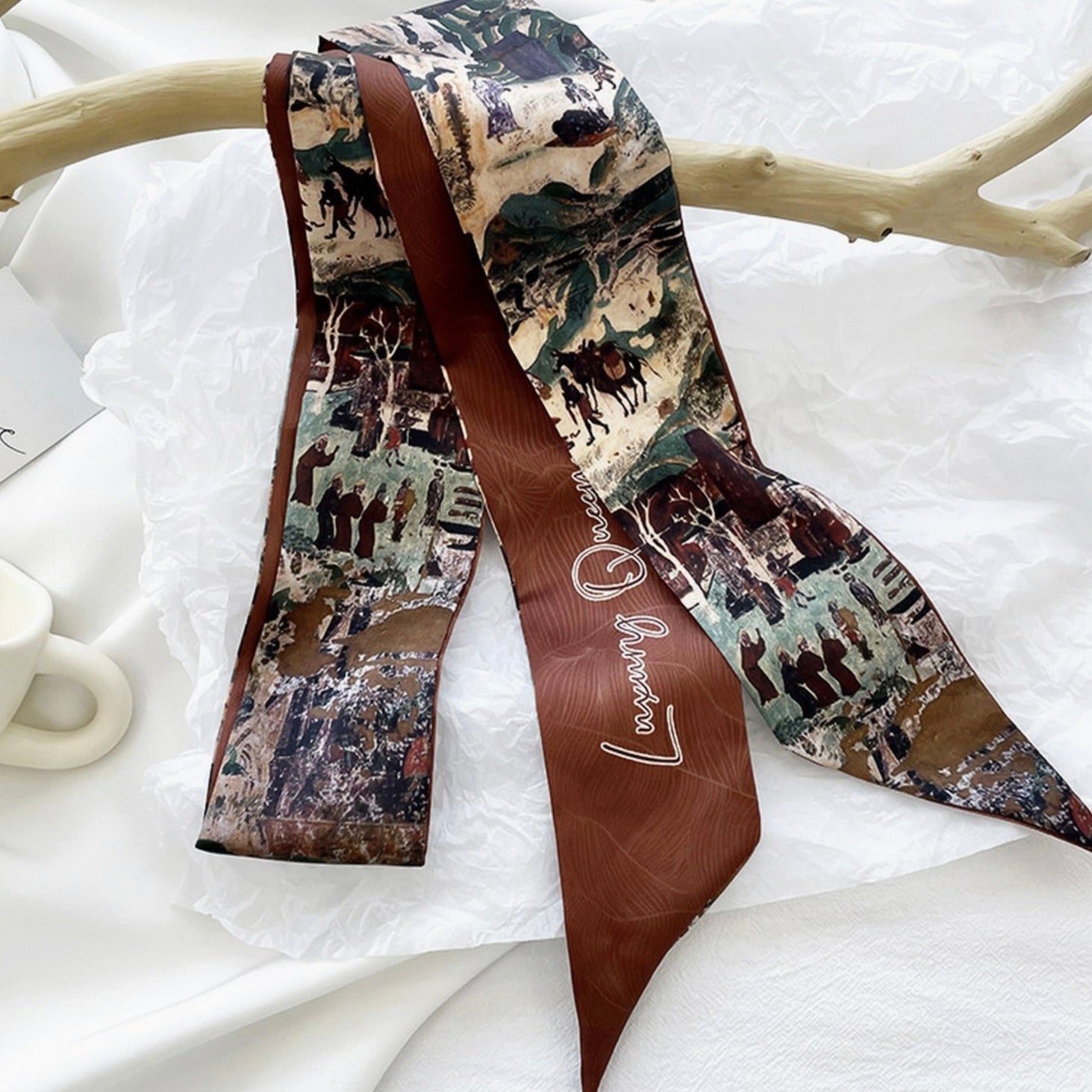 Oil Painting Accent Long Tie Scarf