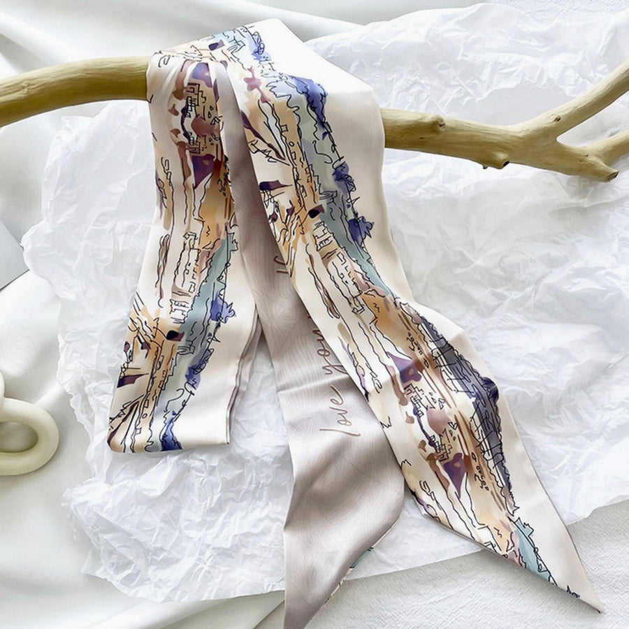 Oil Painting Accent Long Tie Scarf
