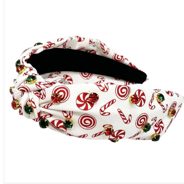 Candy Cane Xmas Headband with Stones