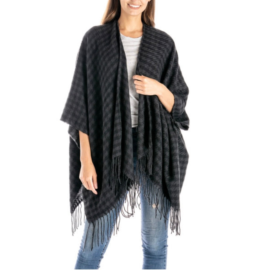 Black & Grey Houndstooth Wrap
