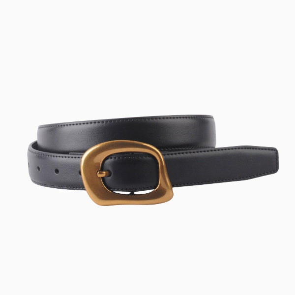 Clean Leather Belt Asymmetrical Buckle