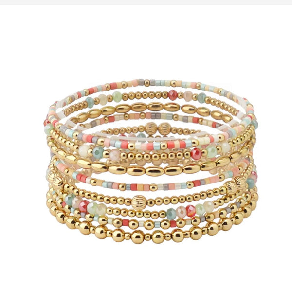 Beach Babe Beaded Bracelet Set of 8