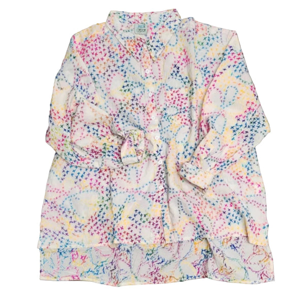 Jaded Gypsy-Splash of Color Embroidered Button Down