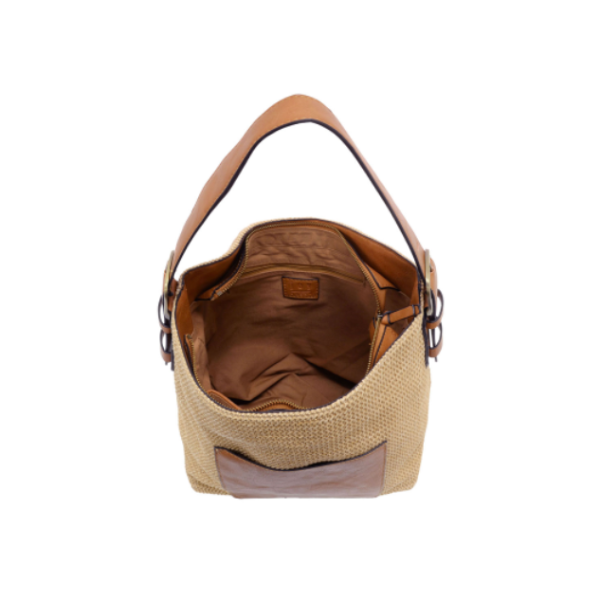 Natural Straw Top Zip Hobo