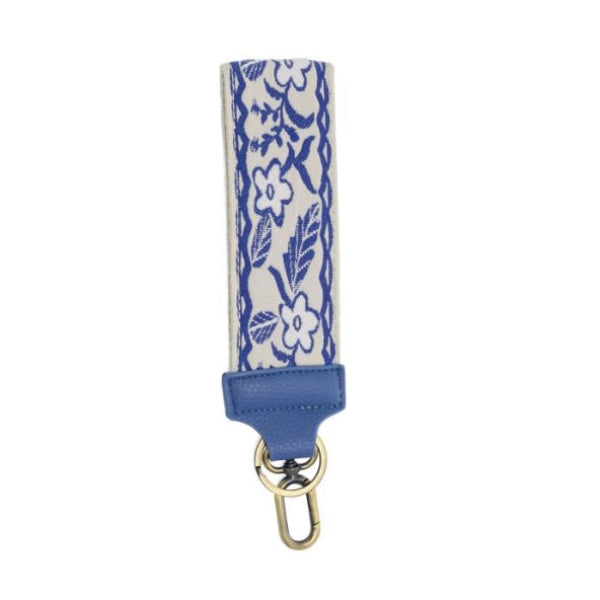 White+Blue Starflower Easy Find Wristlet