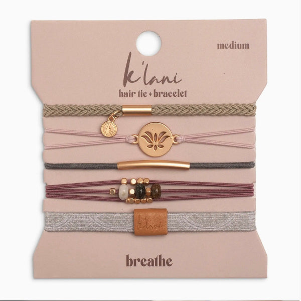 "Breathe" Lotus Flower Earthy Tones Hair Tie Bracelets
