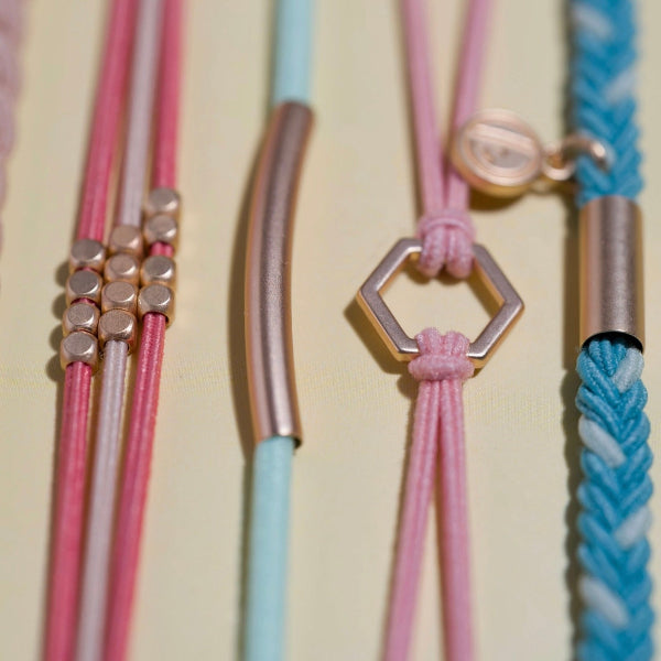 "Live" Teal & Coral with Gold Accent Hair Tie Bracelets