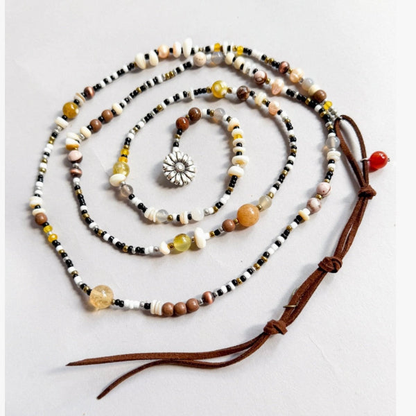 Beaded Babe Convertible Necklace-BEIGE
