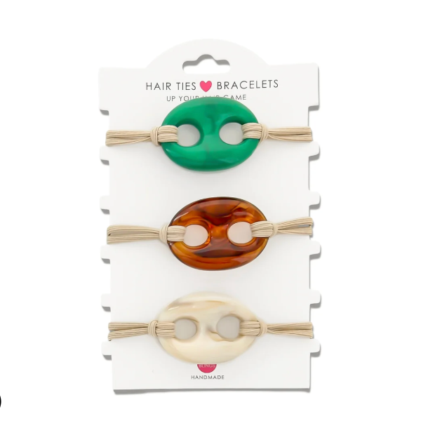 Hair Tie Bracelet-BEIGE ELASTIC GREEN