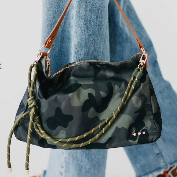 Nikki Nylon Slouchy Shoulder Bag-CAMO
