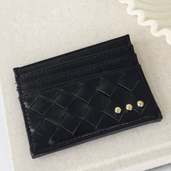 Mariah Woven Small Card Holder Wallet-BLACK