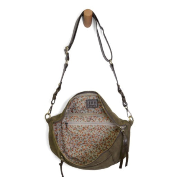 Nina Faux Suede Sling Bag-OLIVE